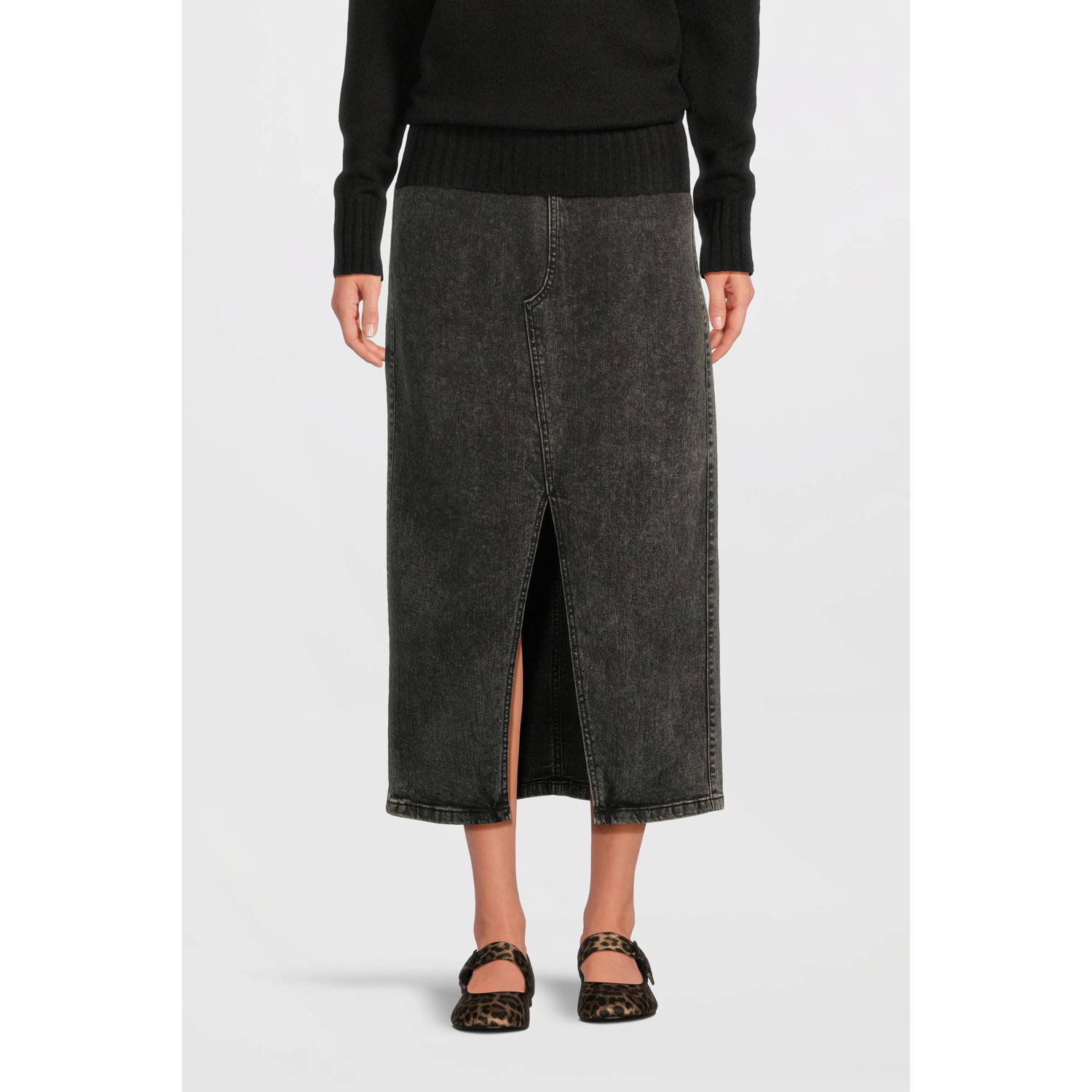 Anytime denim rok grijs