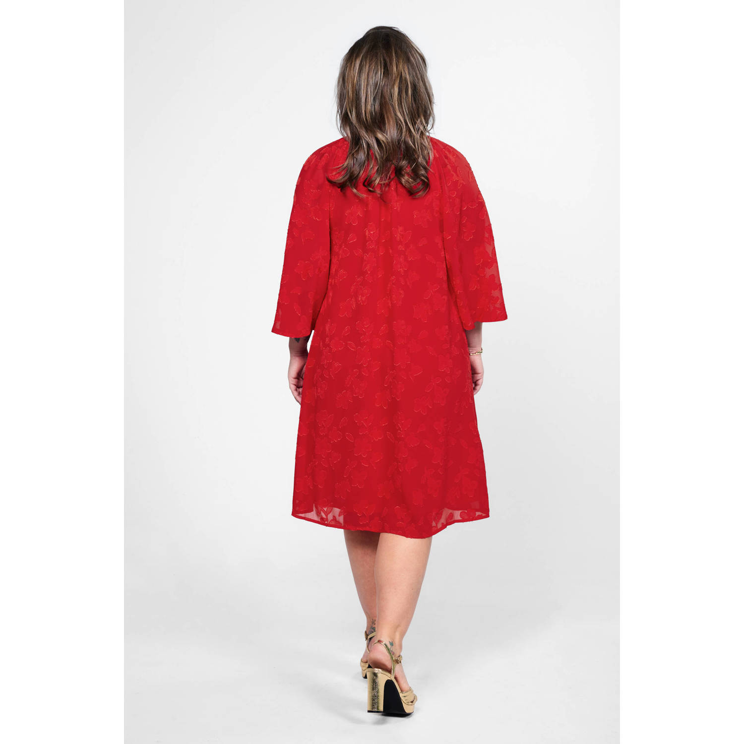 Miljuschka by Wehkamp jacquard jurk rood