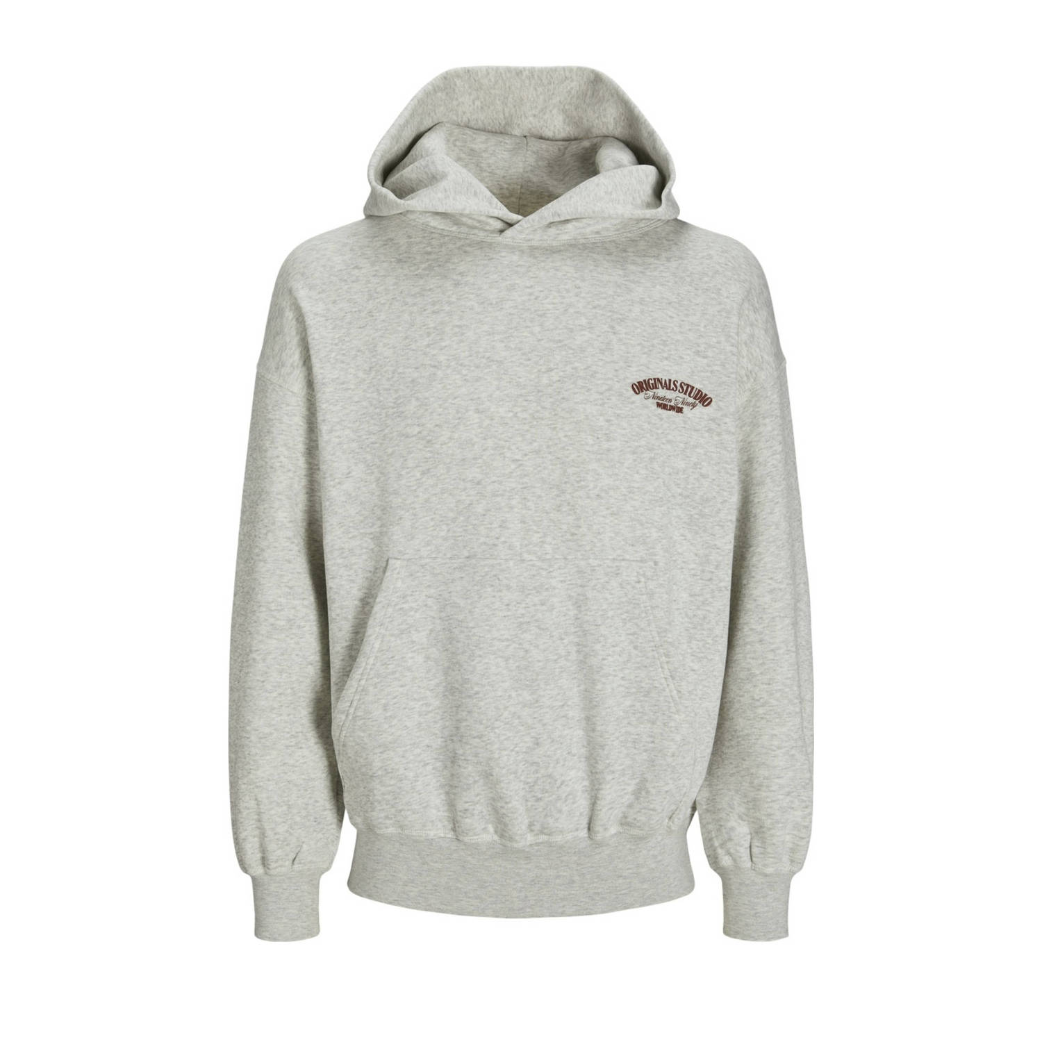 Jack & jones Wit Melange Sweat Hood met Freewear Print Gray Heren