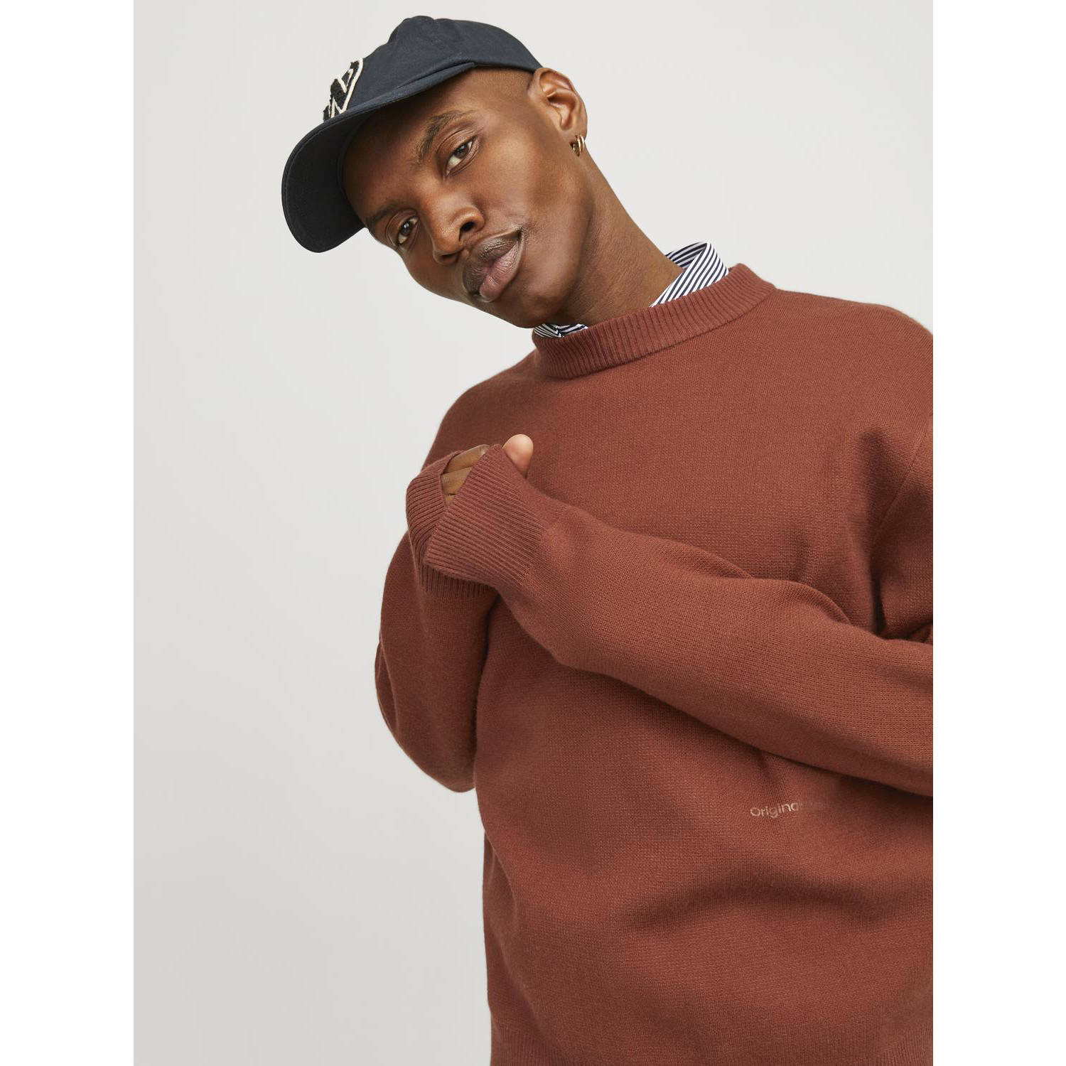 JACK & JONES ORIGINALS gebreide trui JORVESTERBRO bruin