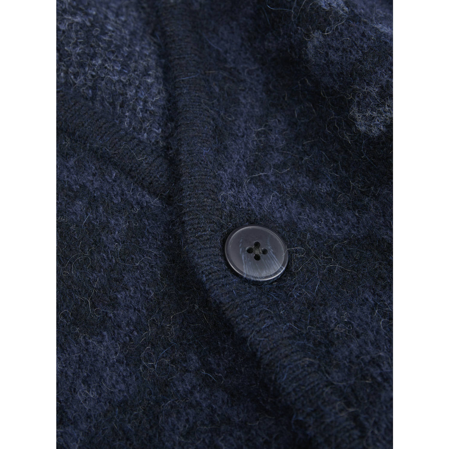 JACK & JONES PREMIUM fijngebreid vest met wol en all over print donkerblauw
