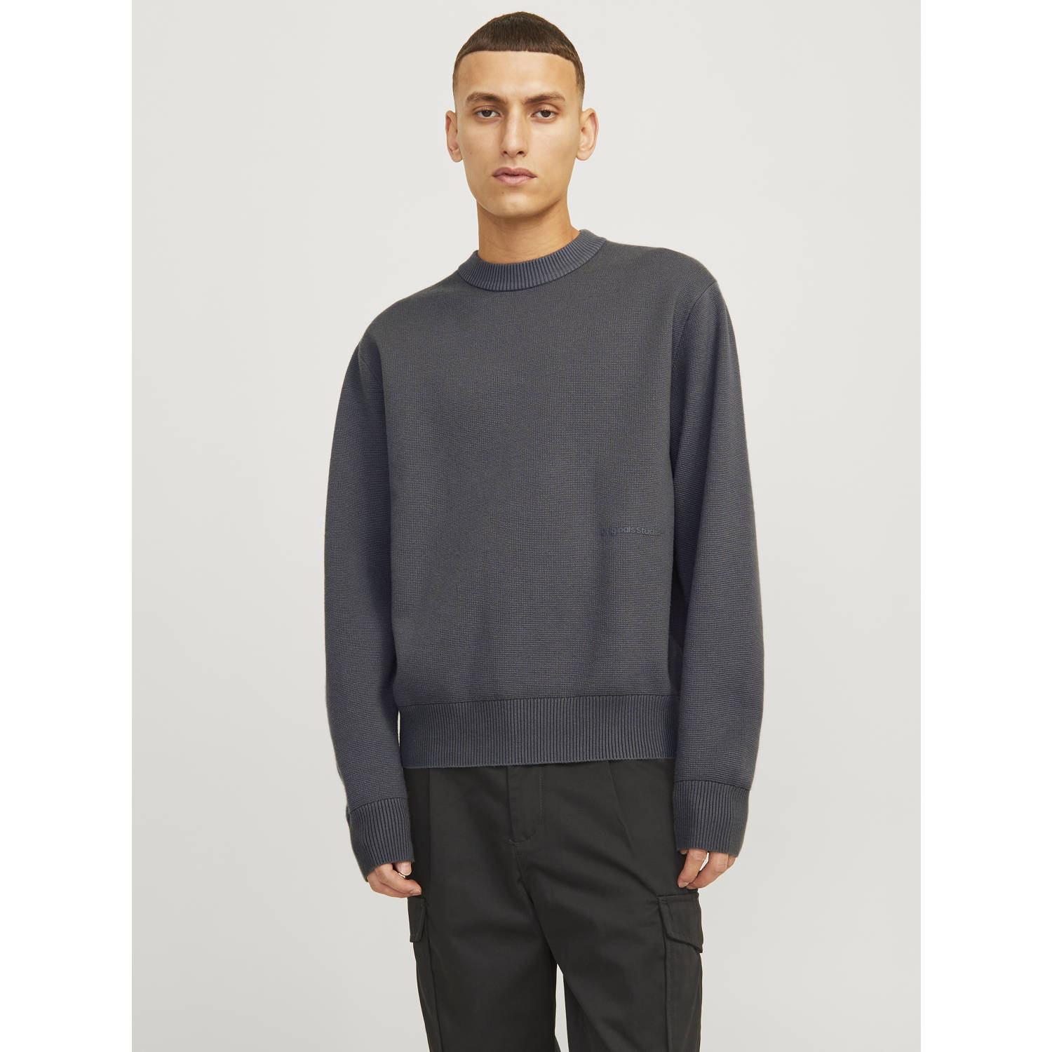 JACK & JONES ORIGINALS gebreide trui JORVESTERBRO grijs