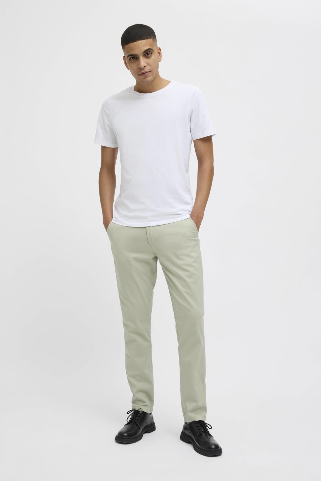 JACK & JONES PANTS STUDIO slim chino lichtkaki