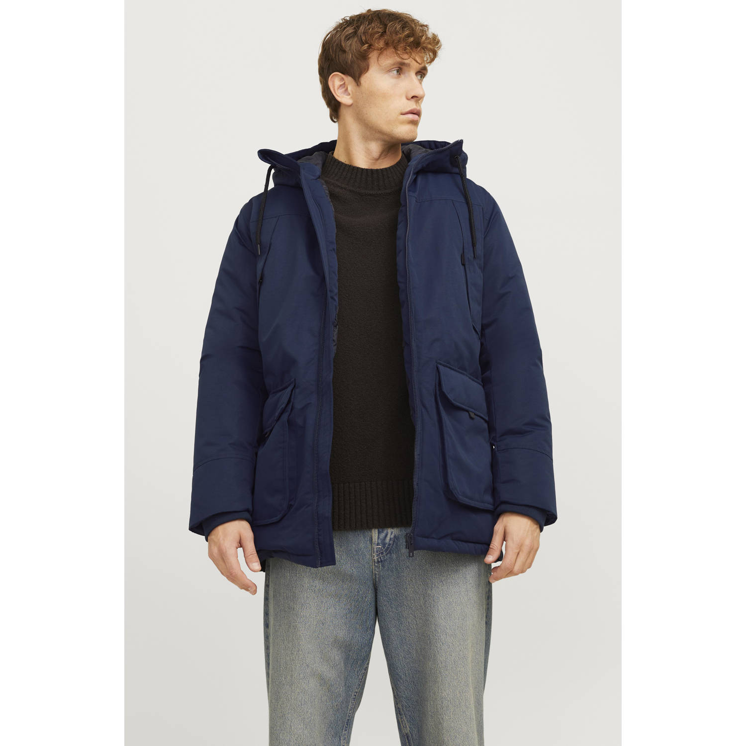 JACK & JONES gewatteerde jas donkerblauw