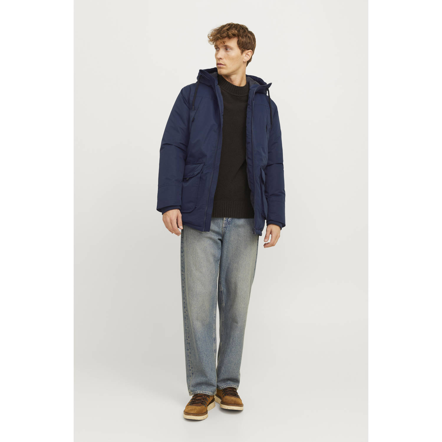 JACK & JONES gewatteerde jas donkerblauw