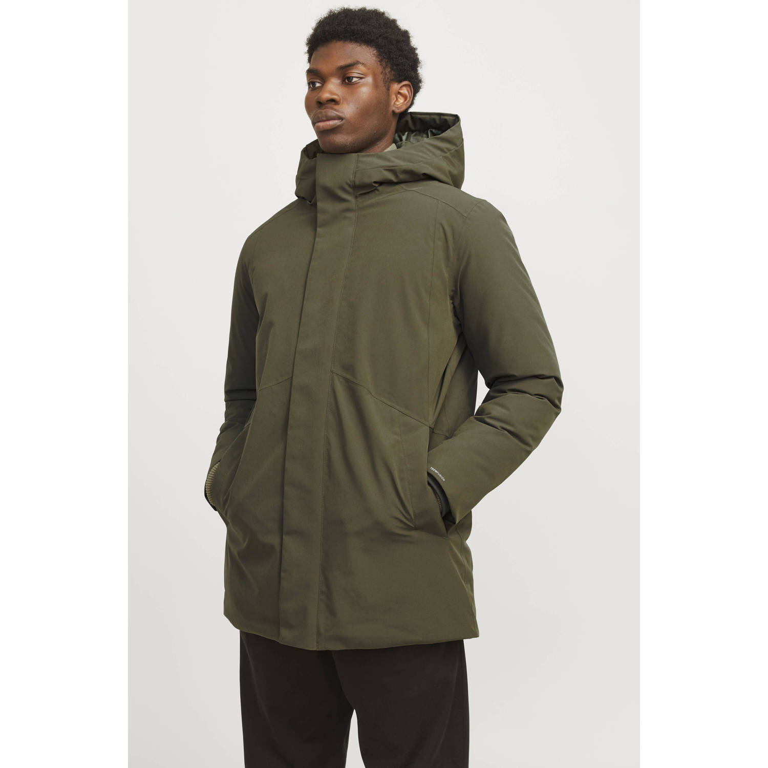 JACK & JONES ESSENTIALS gewatteerde winterjas JJEKEEN donkergroen