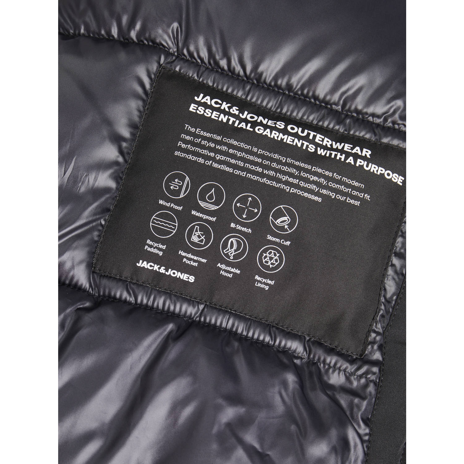 JACK & JONES ESSENTIALS gewatteerde winterjas JJEKEEN zwart