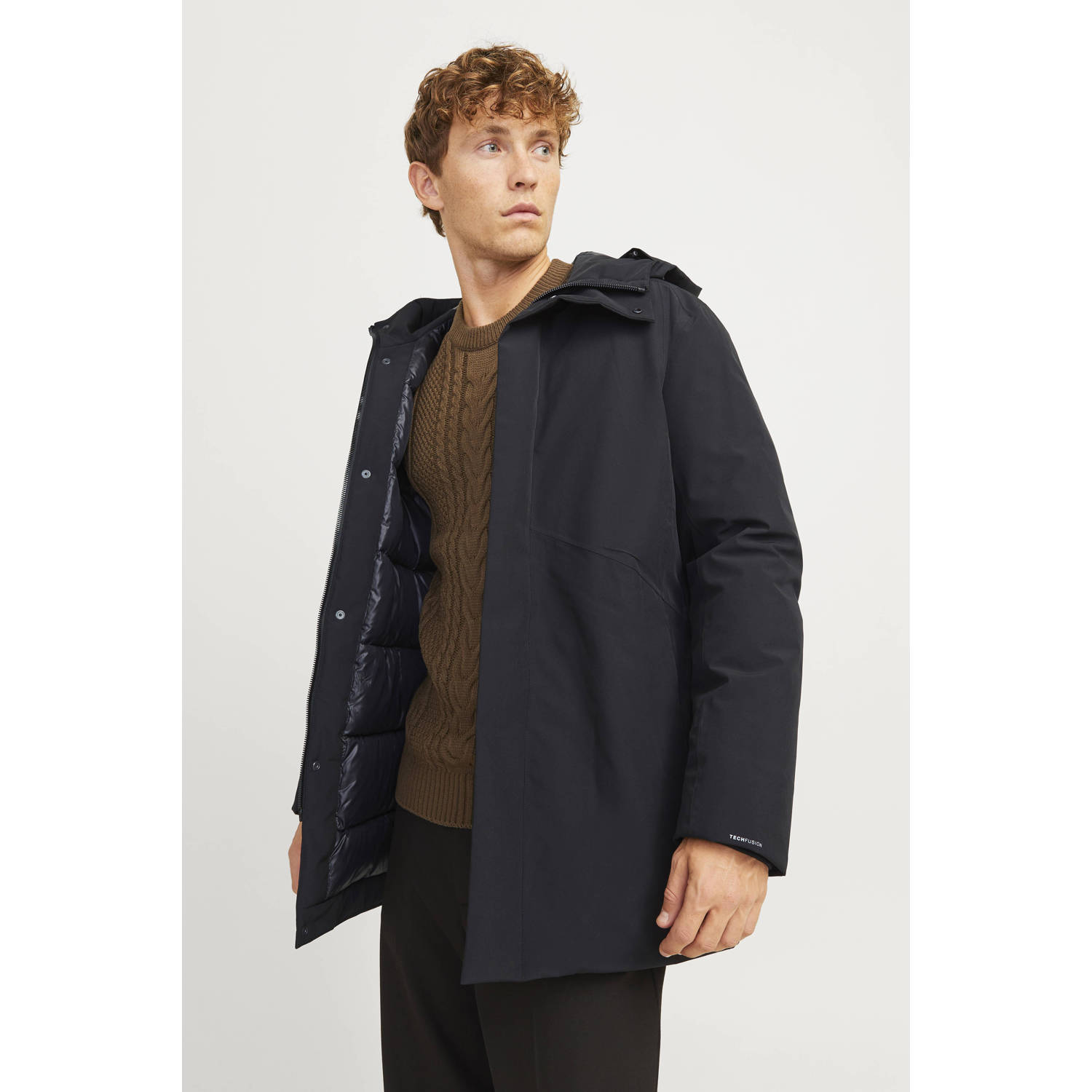 JACK & JONES ESSENTIALS gewatteerde winterjas JJEKEEN zwart