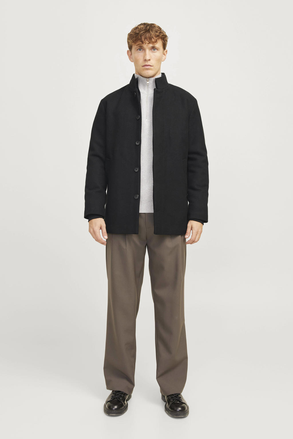 JACK & JONES ESSENTIALS manteljas met wol zwart