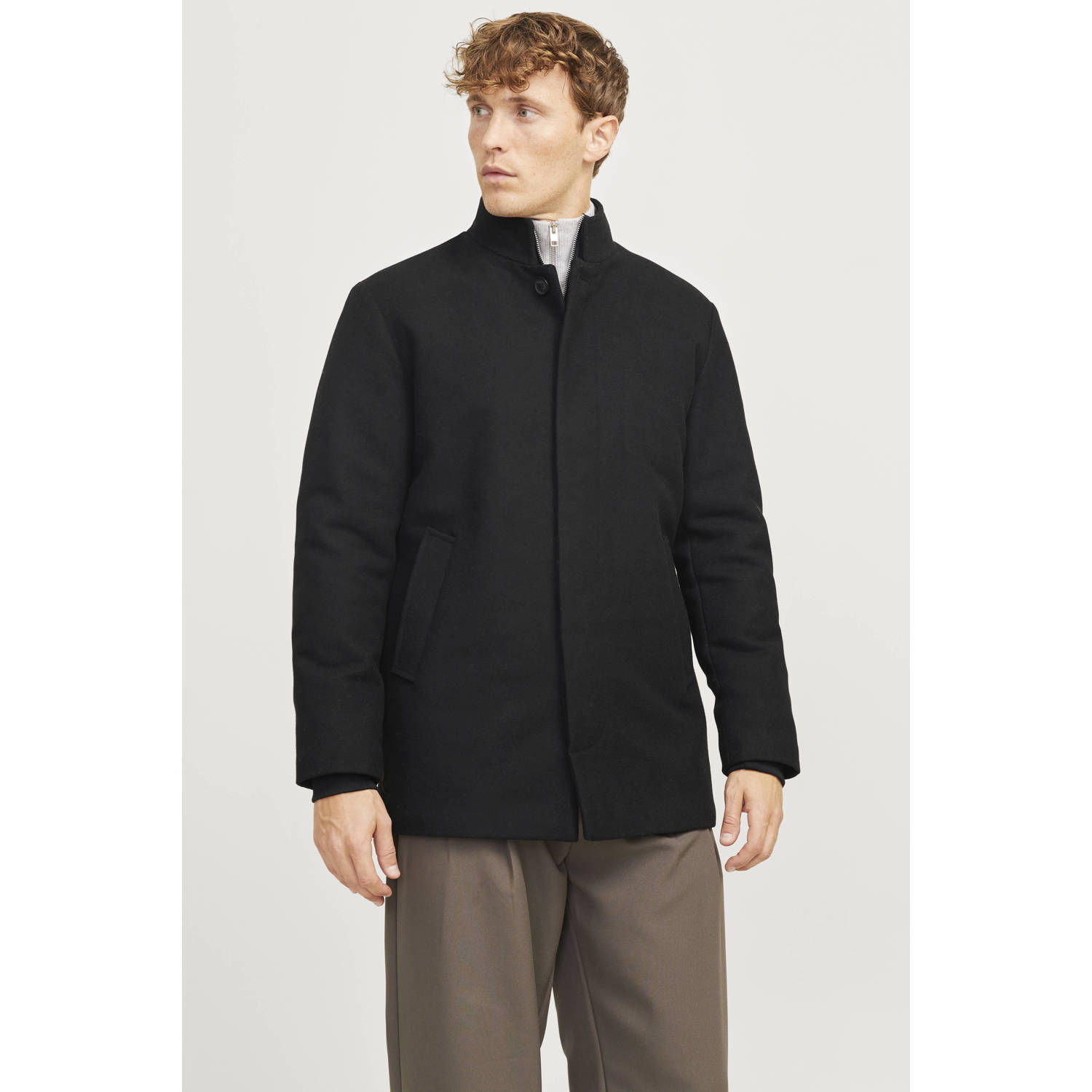 JACK & JONES ESSENTIALS jas JJEHARRISON met wol zwart