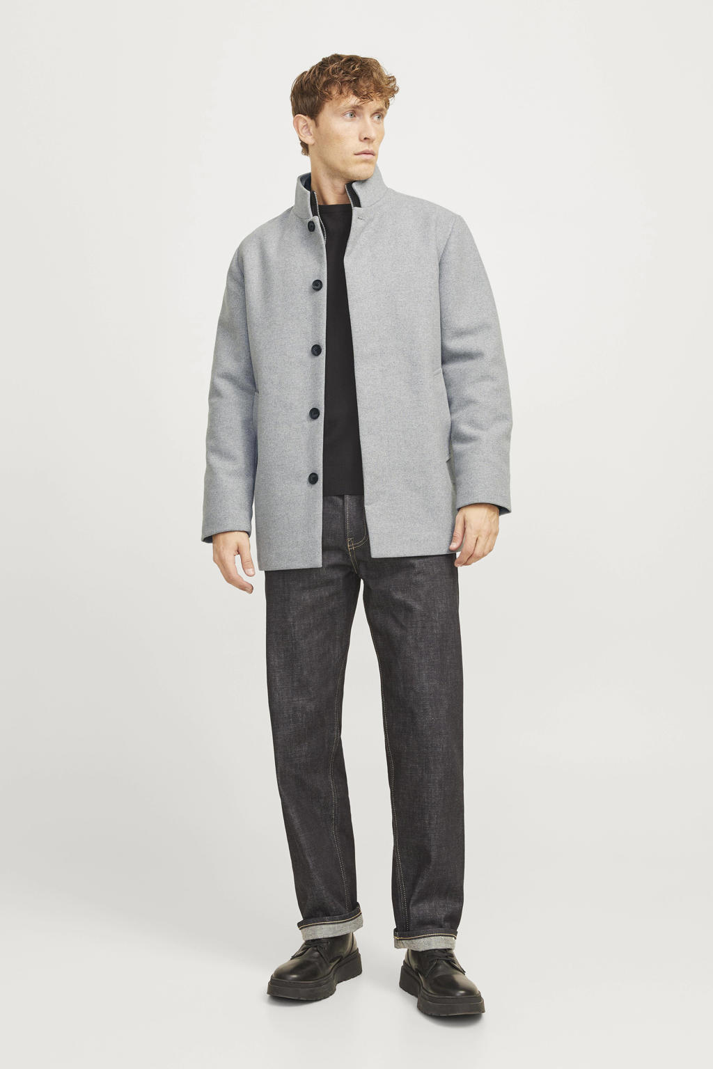 JACK & JONES ESSENTIALS manteljas met wol grijs