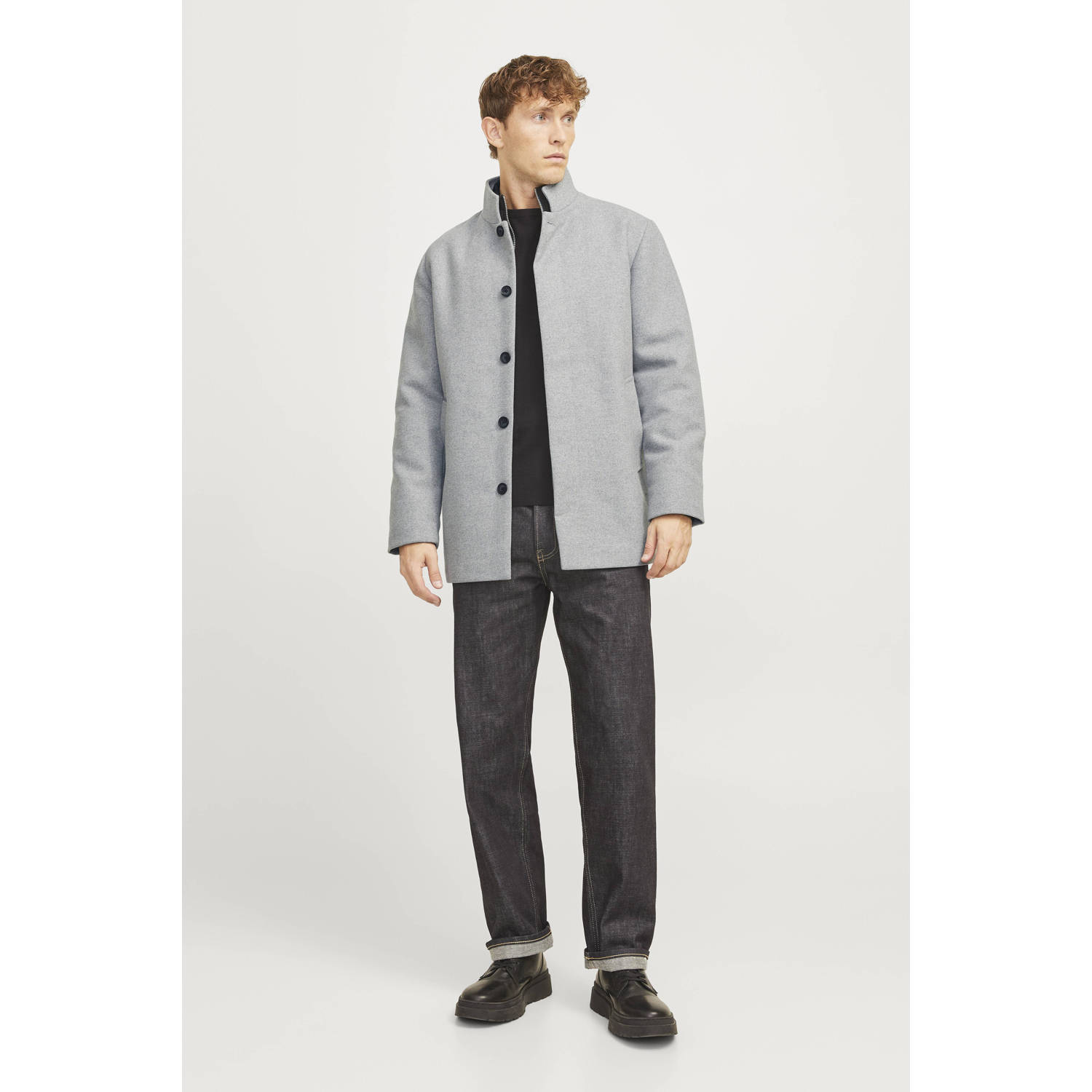 JACK & JONES ESSENTIALS jas JJEHARRISON met wol grijs
