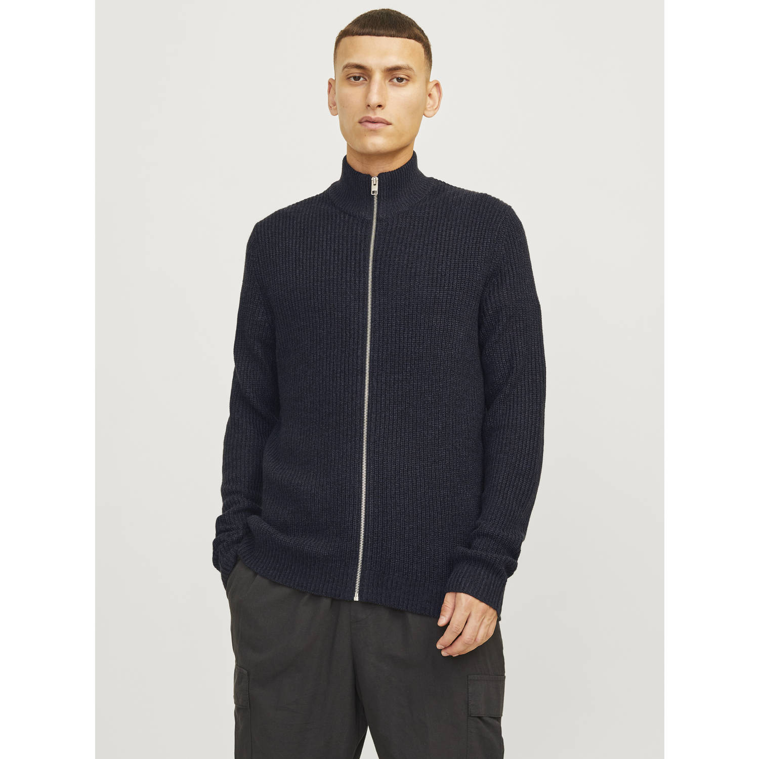 JACK & JONES ESSENTIALS gemêleerd ribgebreid vest JJELEWIS