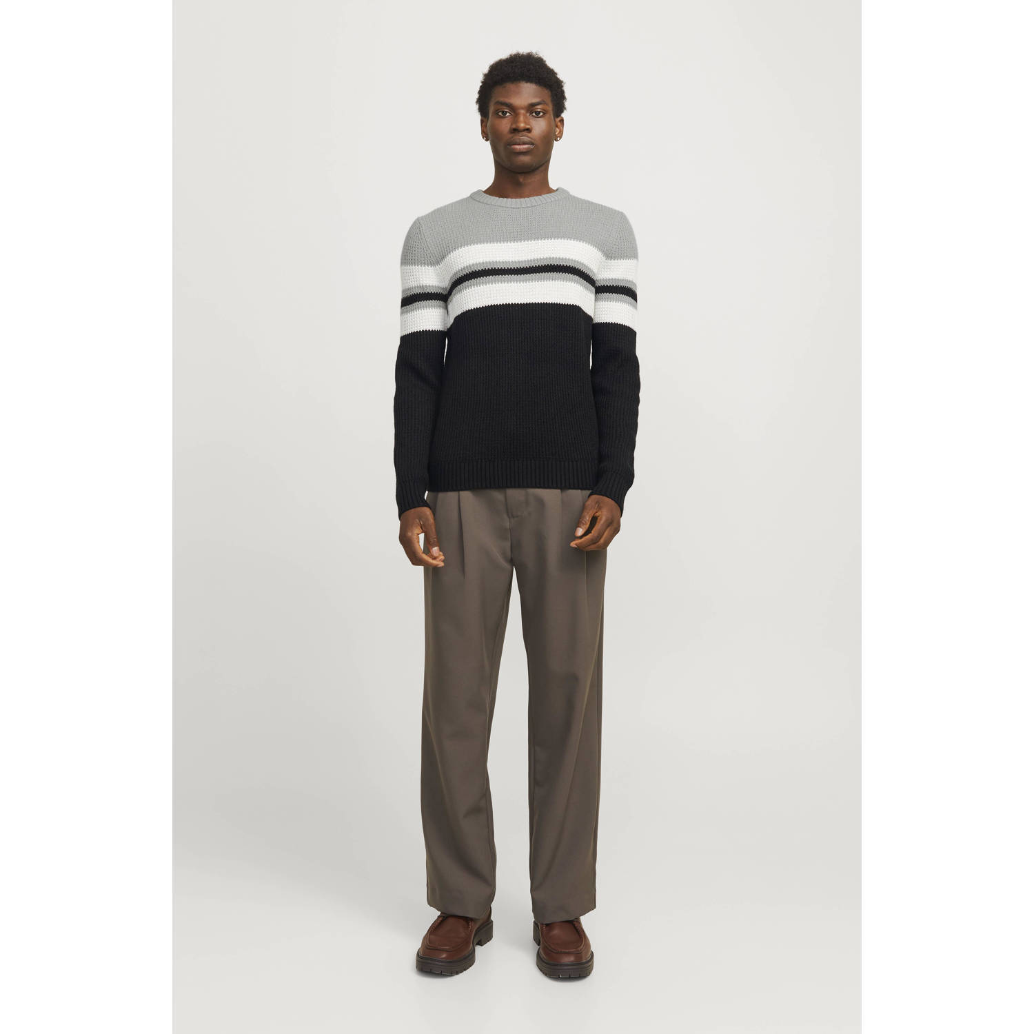 JACK & JONES gebreide trui grijs