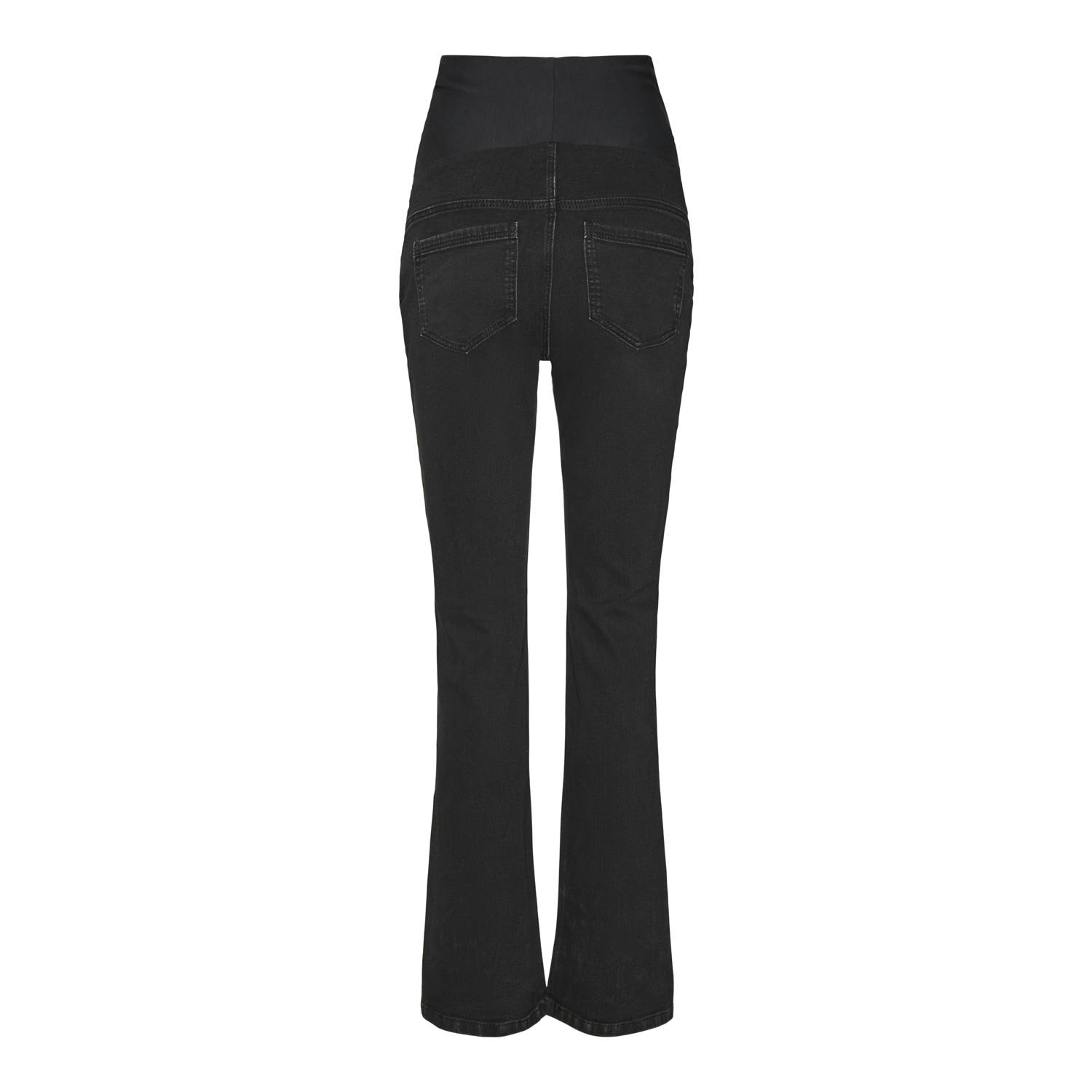 MAMALICIOUS high waist zwangerschaps flared jeans MLCILLE black denim