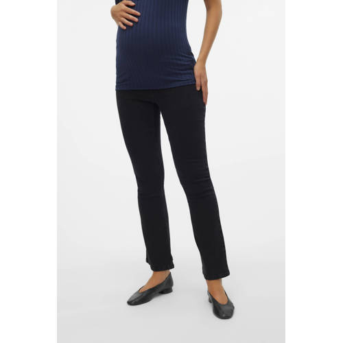 MAMALICIOUS high waist zwangerschaps flared jeans MLCILLE black denim afbeelding