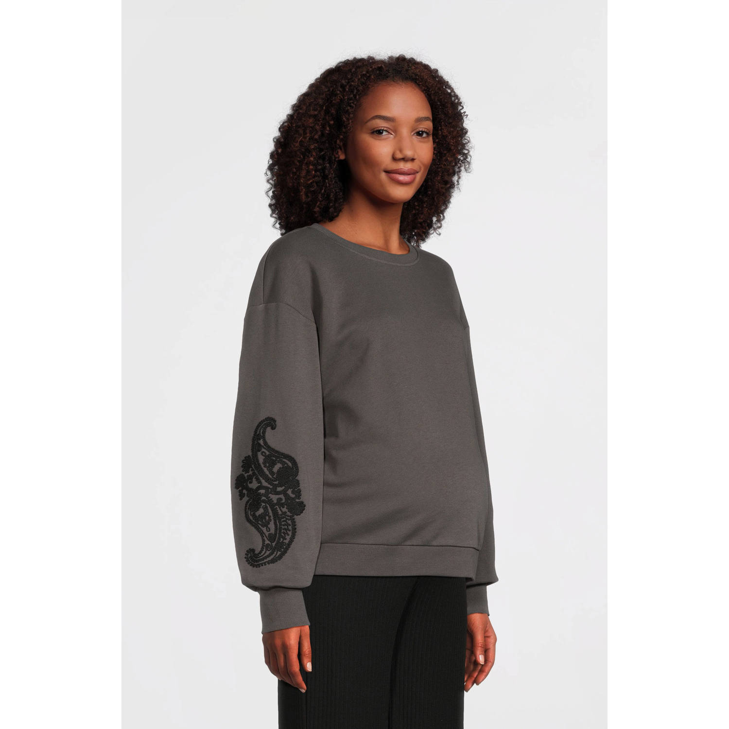 ONLY MATERNITY zwangerschapssweater grijs