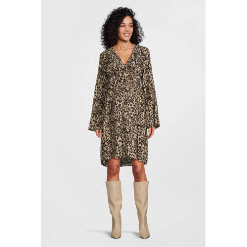 MAMALICIOUS zwangerschaps- en voedingsjurk MLKELSEY met panterprint bruin/zwart afbeelding
