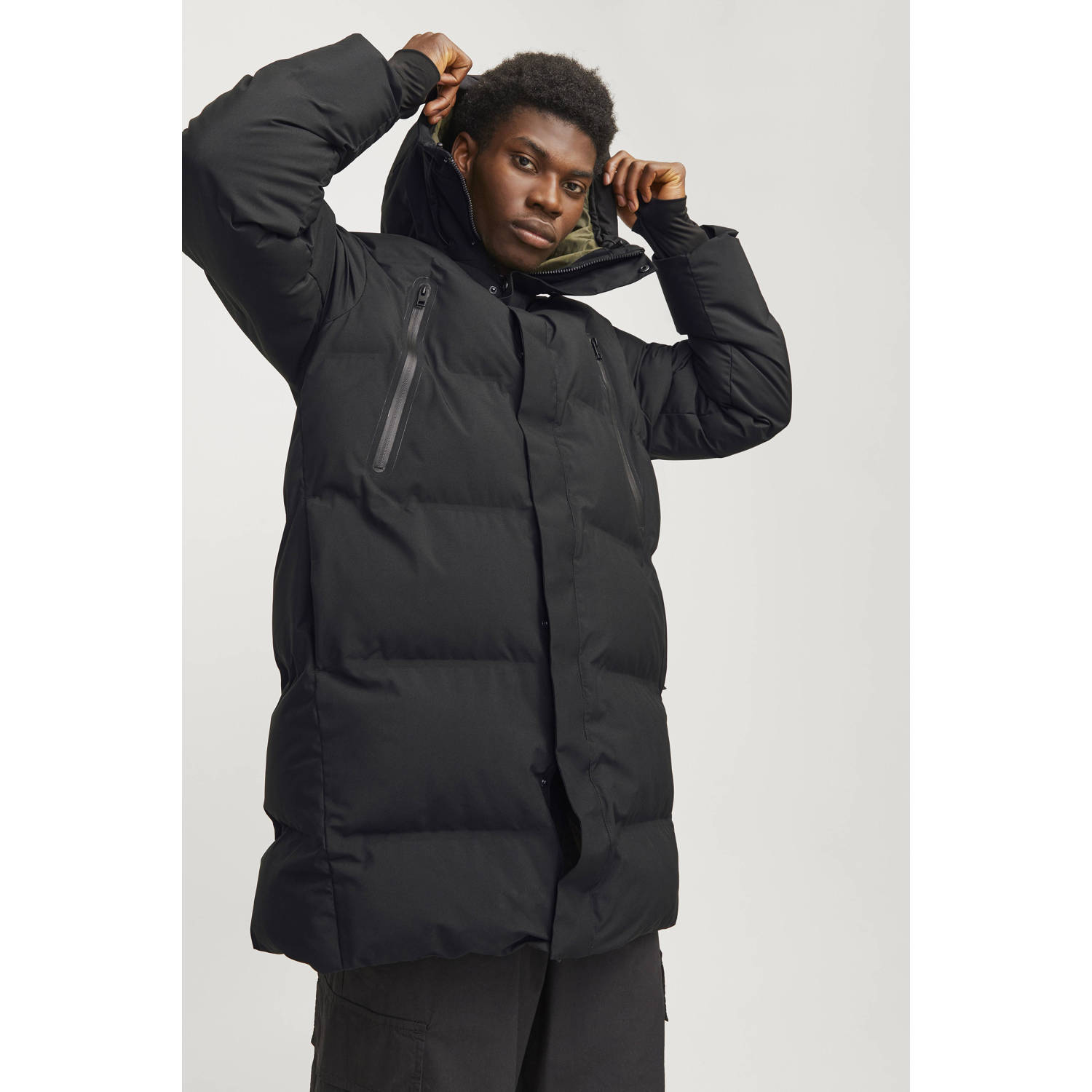 JACK & JONES CORE gewatteerde jas JCOALPHA zwart