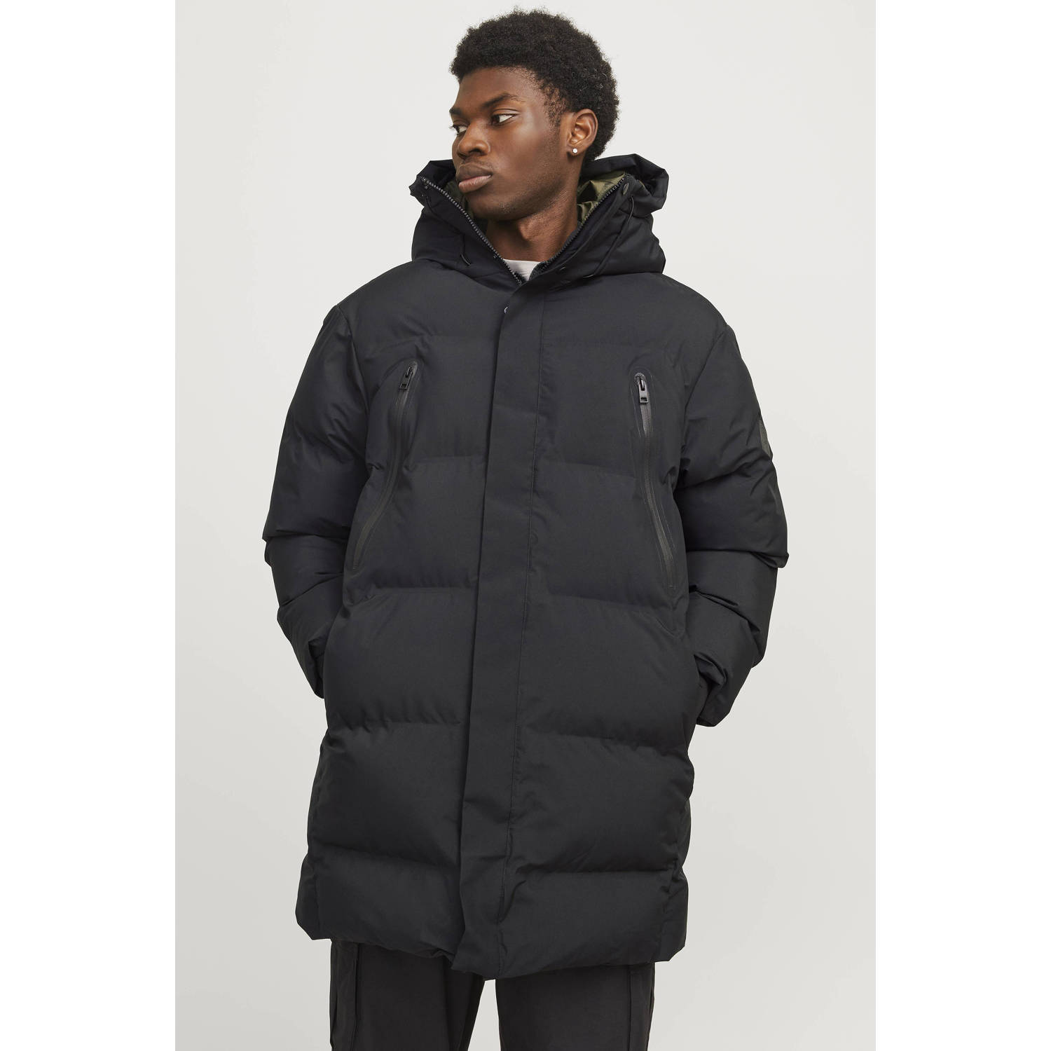 JACK & JONES CORE gewatteerde jas JCOALPHA zwart