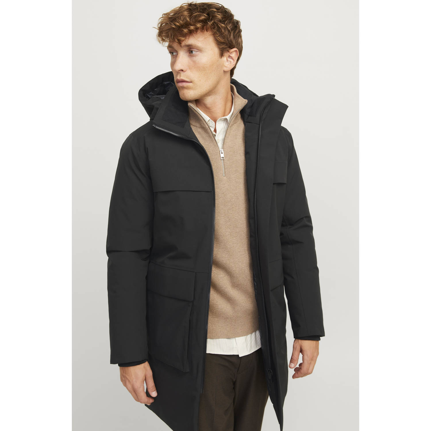 Jack & jones Waterdichte Parka Blawave Lange Jas Black Heren