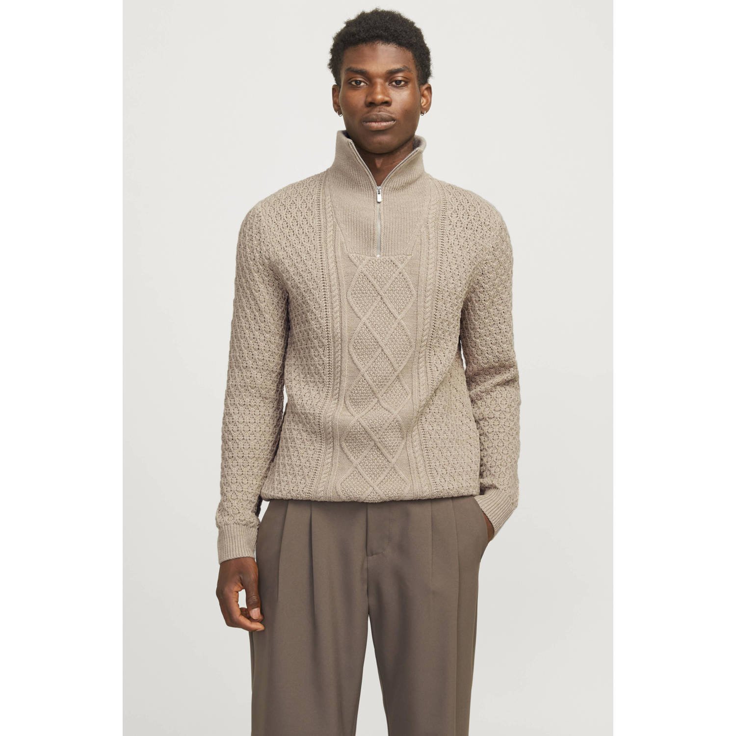 Jack & Jones Premium Gebreide pullover met korte ritssluiting model 'BLUNORTH'