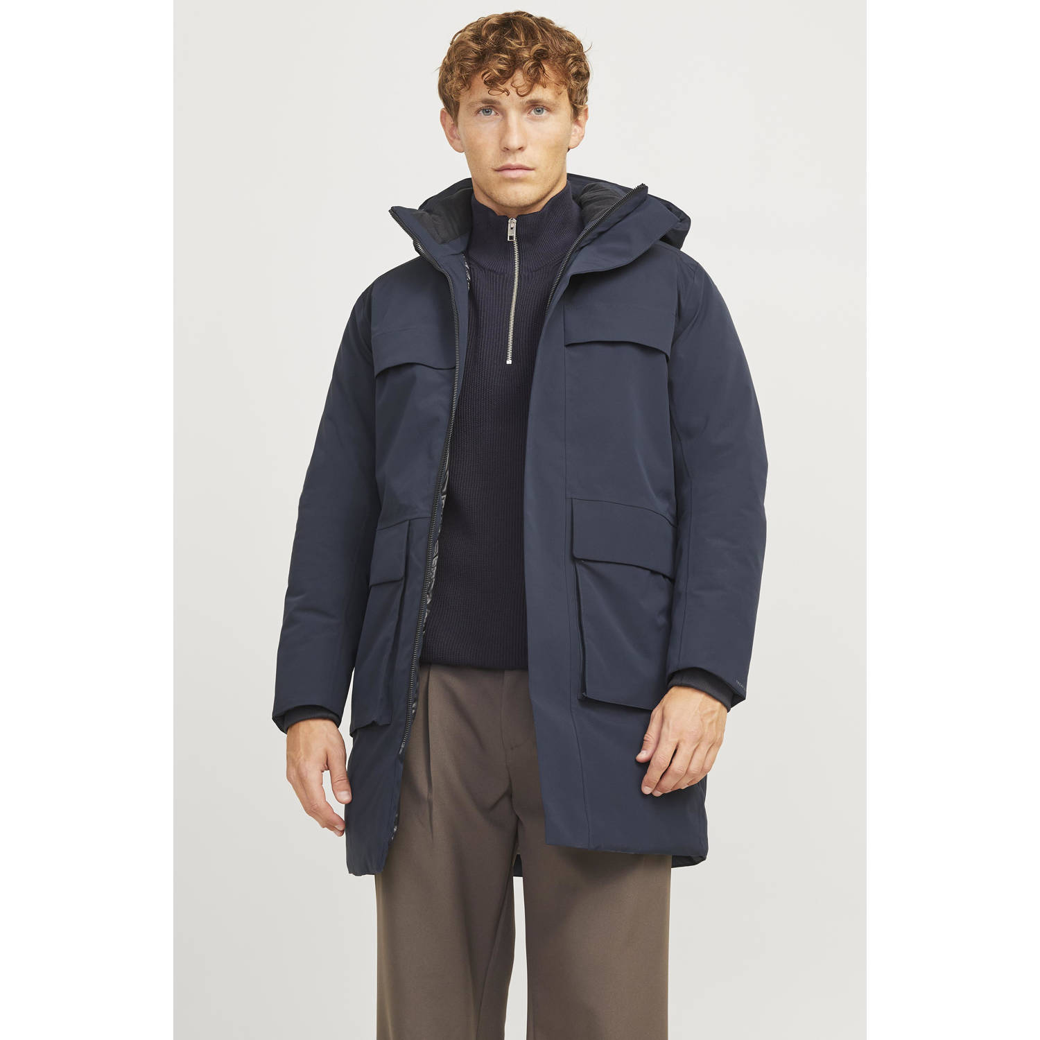 JACK & JONES PREMIUM gewatteerde winterjas donkerblauw