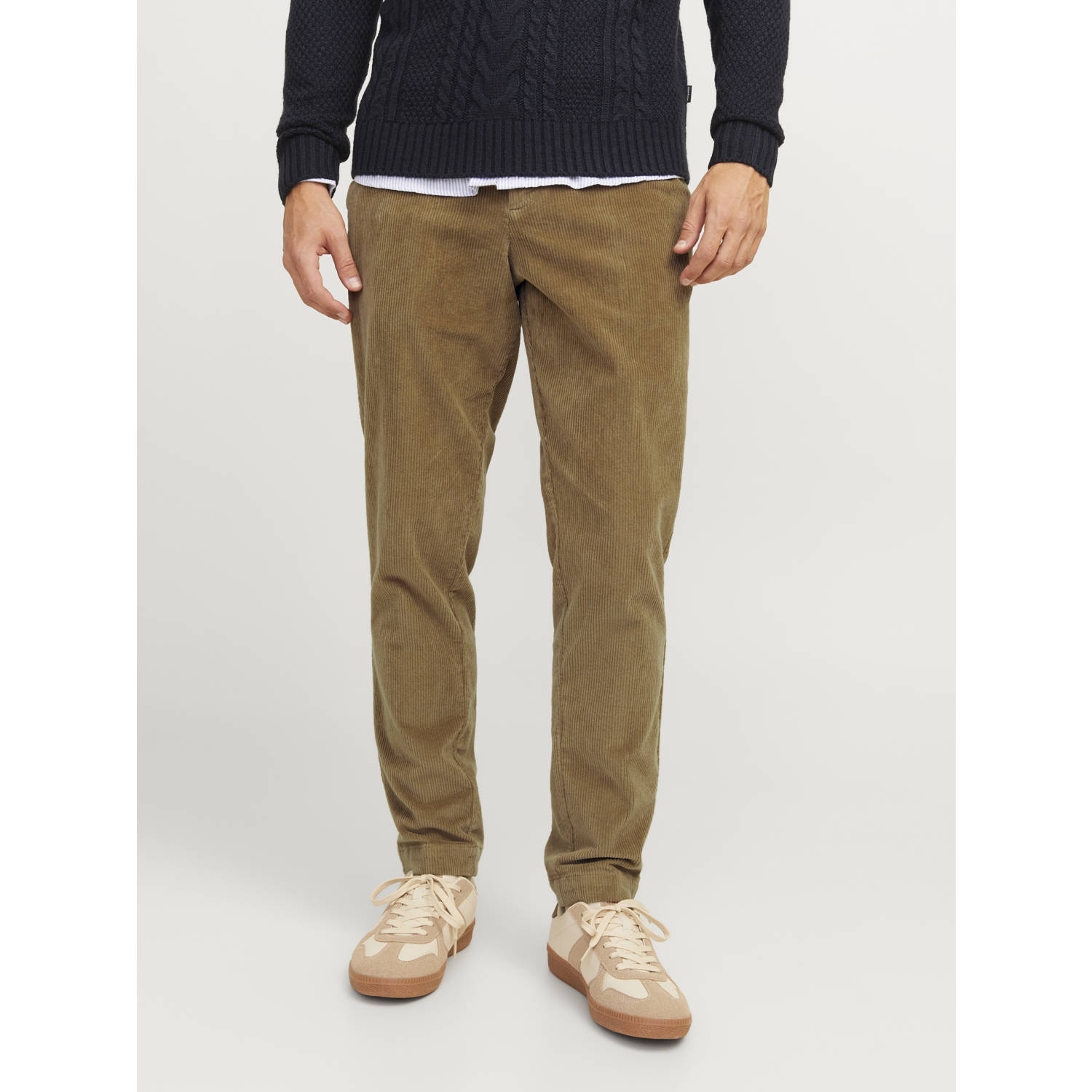 JACK & JONES PANTS STUDIO corduroy tapered fit chino JPSTACE bruin