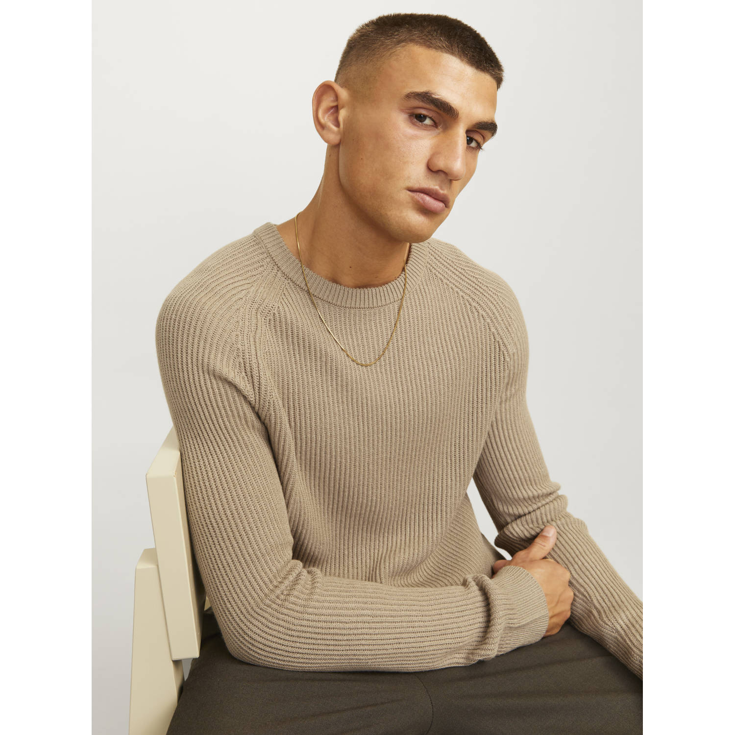 JACK & JONES gebreide trui beige