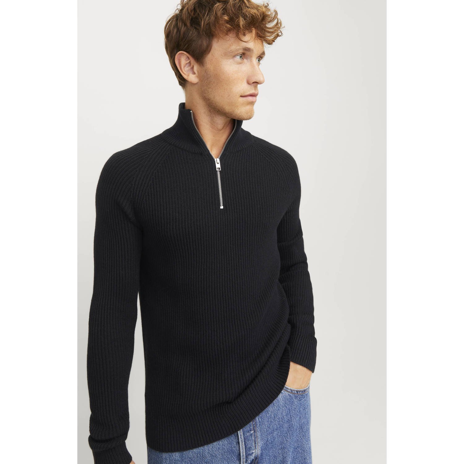Jack & Jones Schipperstrui JJPANNEL KNIT HALF ZIP AW24