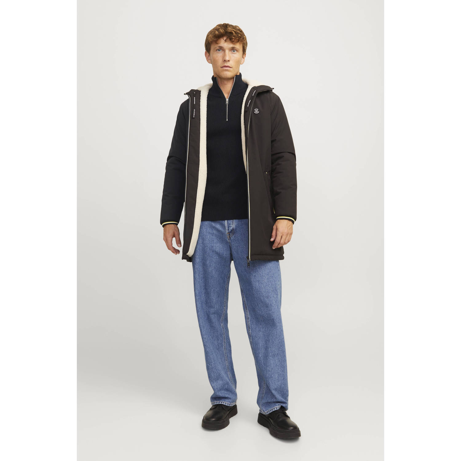 JACK & JONES gebreide trui JJPANNEL zwart