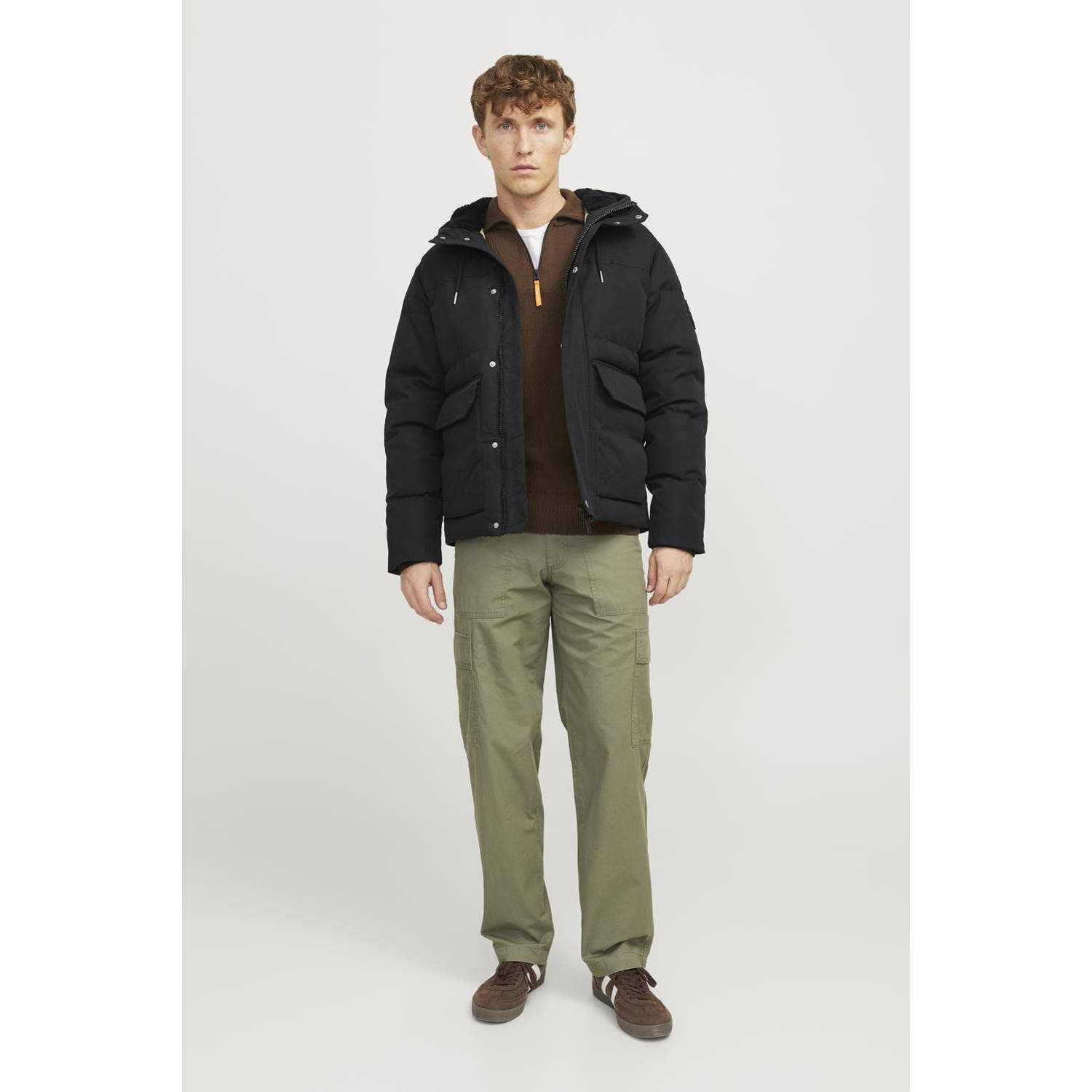 JACK & JONES gewatteerde jas JJCARL zwart