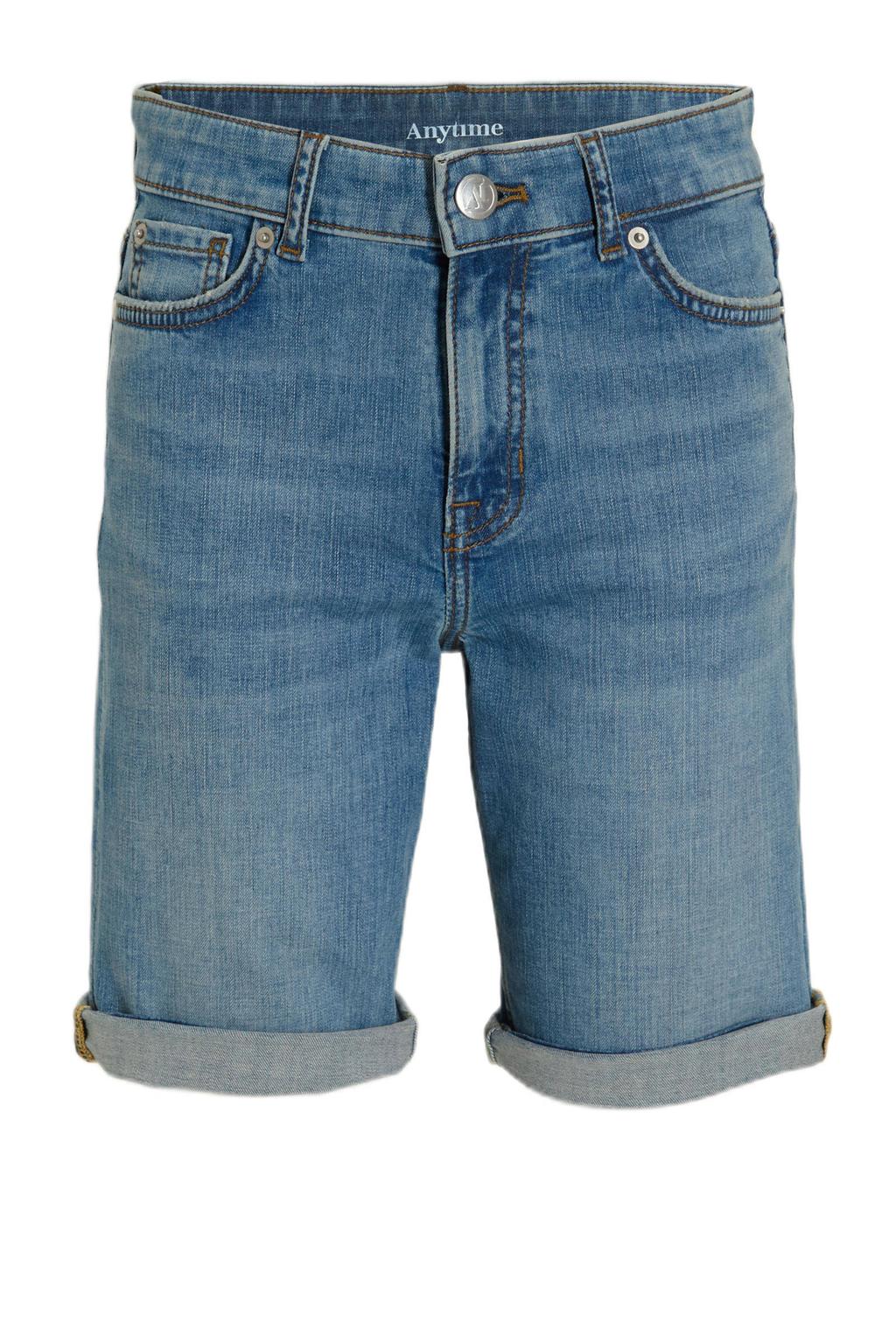Lichtblauwe jongens Anytime short van katoen met regular waist en rits- en knoopsluiting