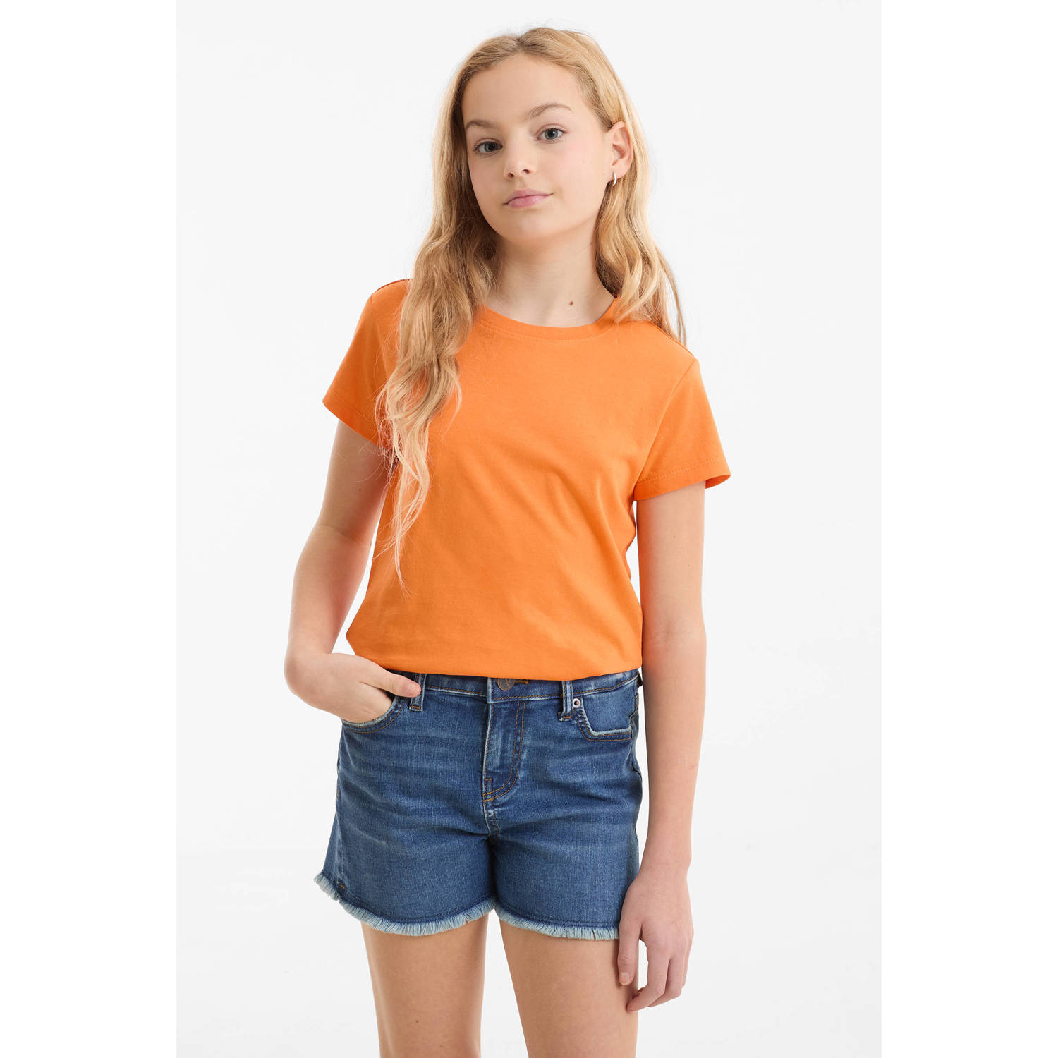 Anytime denim short blauw