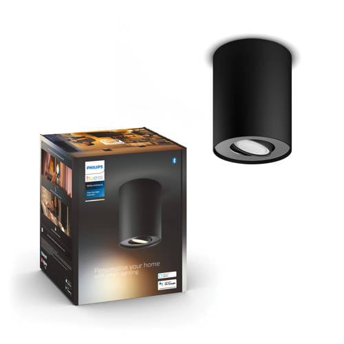 Philips Hue Pillar opbouwspot - warm- tot koelwit licht - 1-spot - zwart - GU10 - Zwart