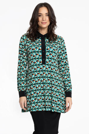 tuniek met all over print groen/blauw/oranje