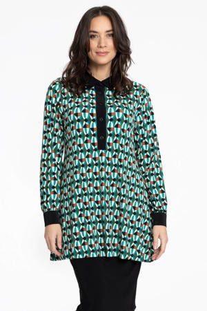 tuniek met all over print groen/blauw/oranje