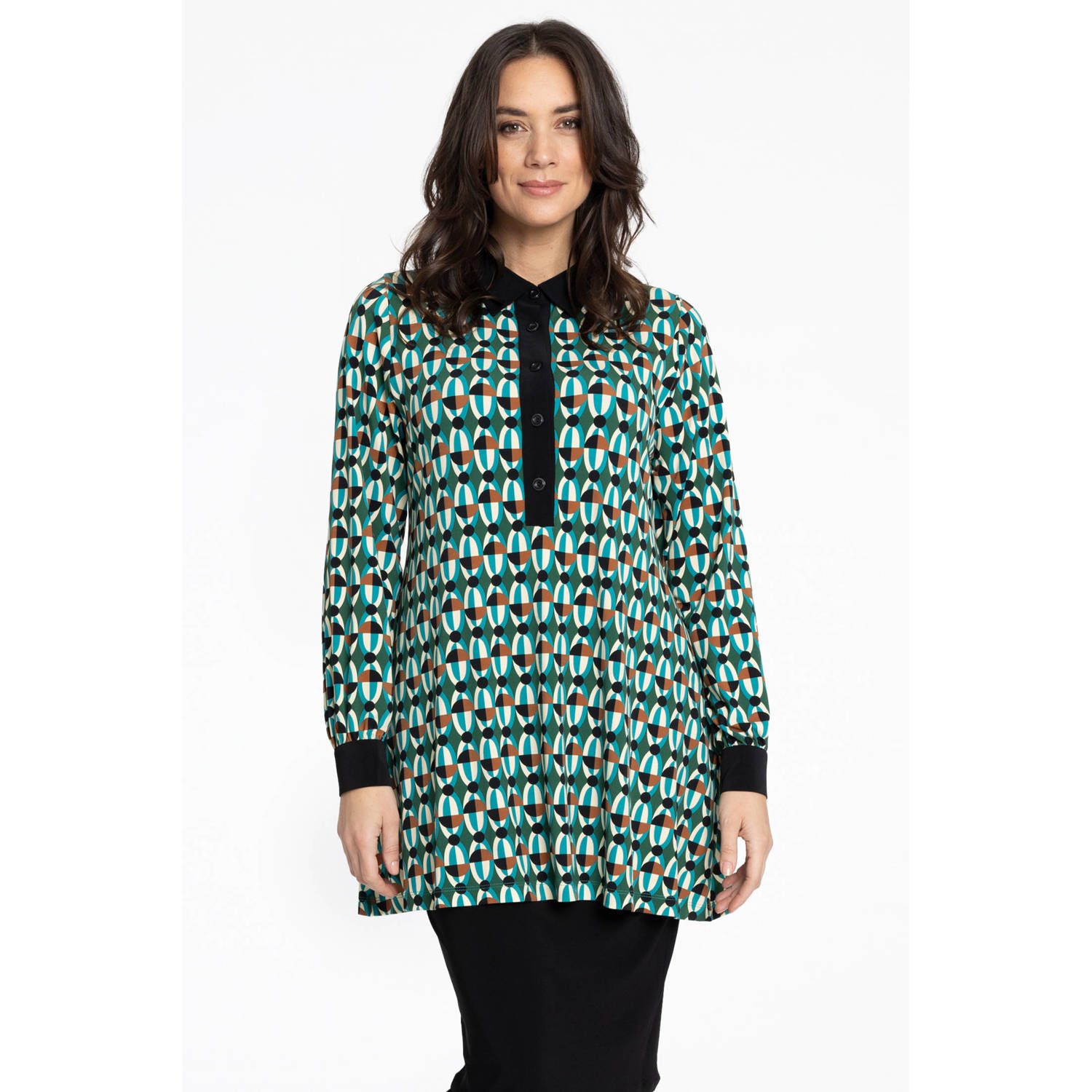 YOEK tuniek met all over print groen blauw oranje