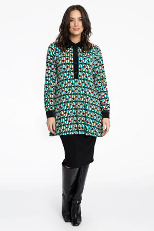 tuniek met all over print groen/blauw/oranje