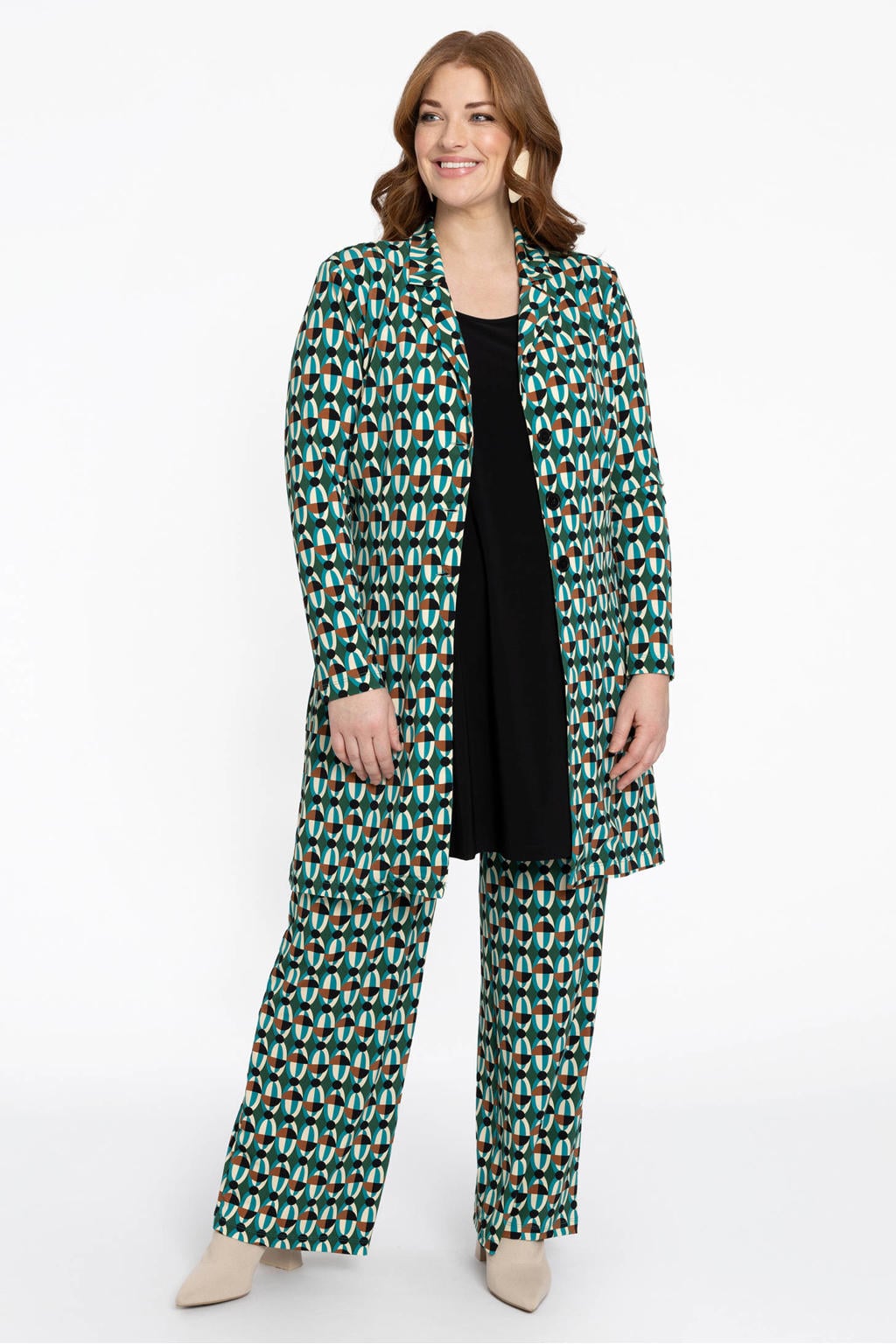 YOEK loose fit broek met all over print groen/blauw/oranje