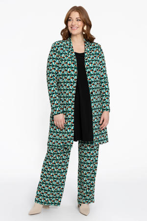 loose fit broek met all over print groen/blauw/oranje