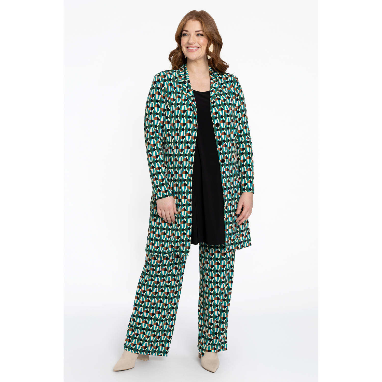 YOEK loose fit broek met all over print groen blauw oranje