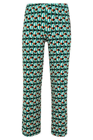 loose fit broek met all over print groen/blauw/oranje