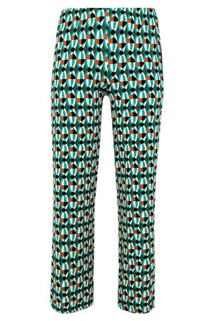 loose fit broek met all over print groen/blauw/oranje