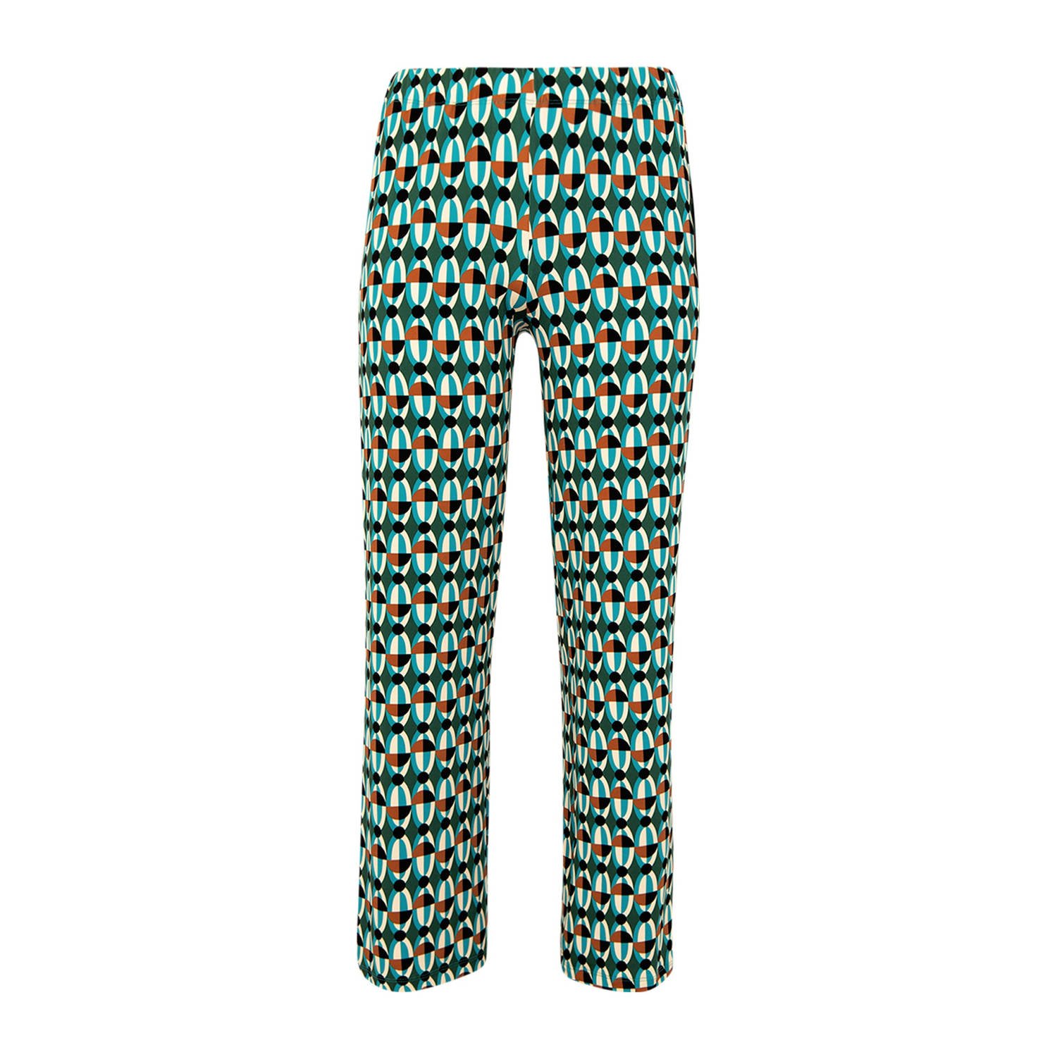 Yoek loose fit broek met all over print groen blauw oranje