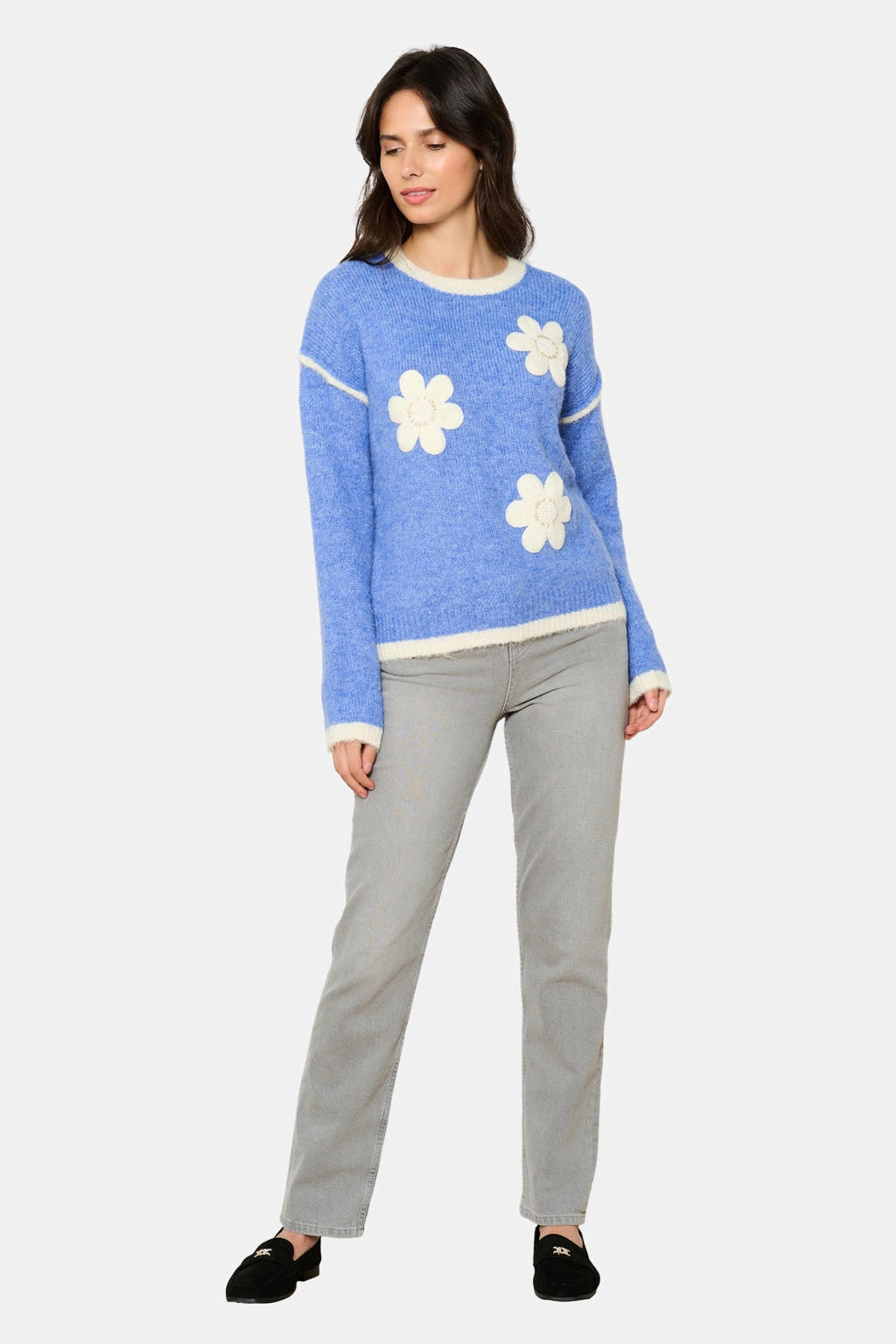 Expresso gebreide trui met textuur blauw Expresso gebreide trui met textuur blauw