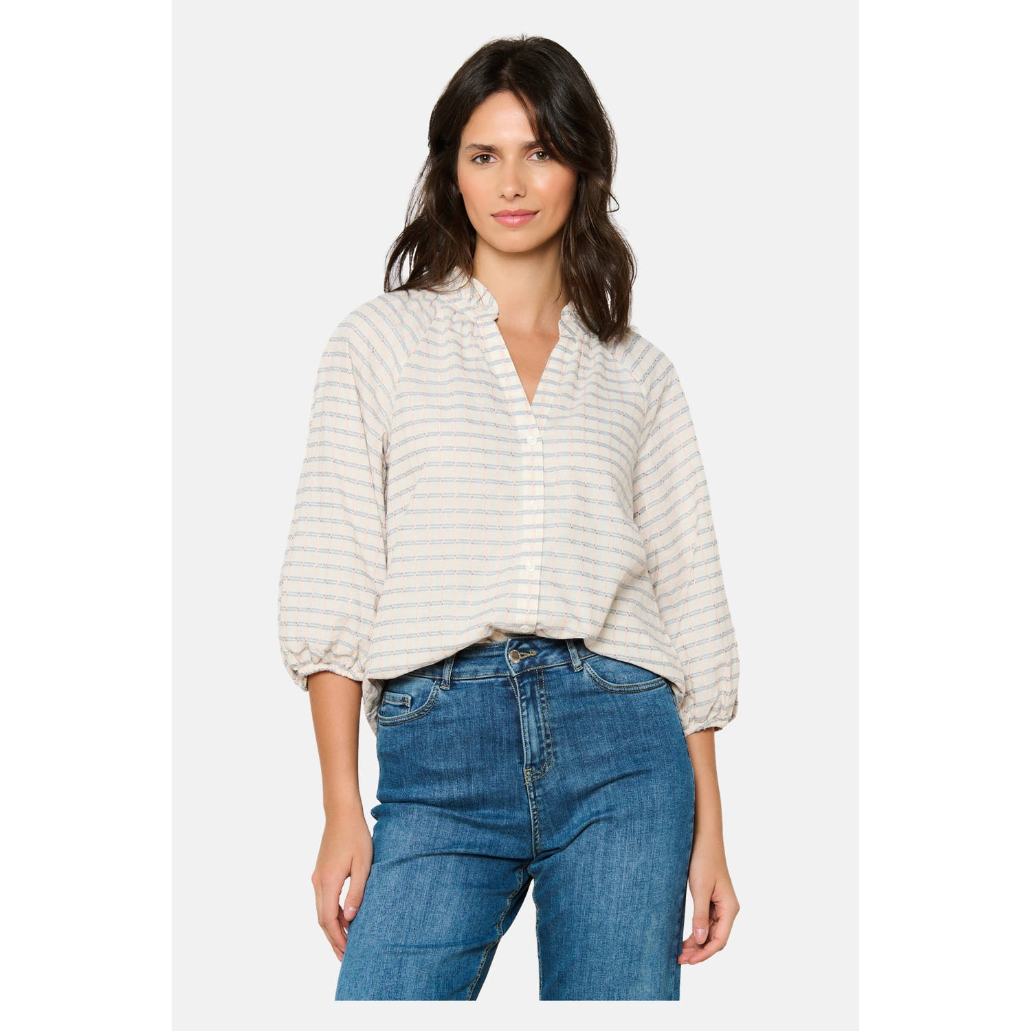LOLALIZA geruite blouse ecru