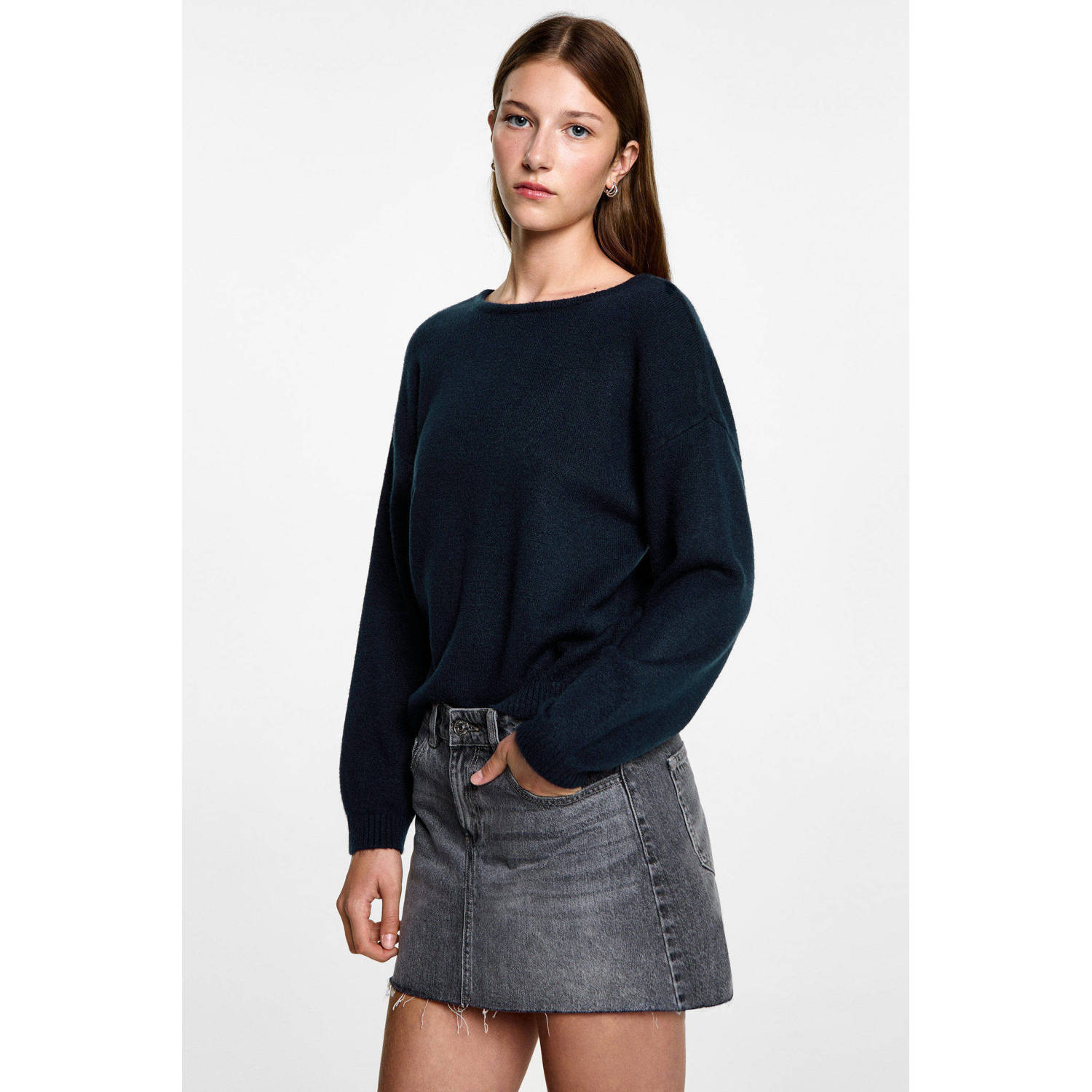 MANGO TEEN gebreide trui donkerblauw