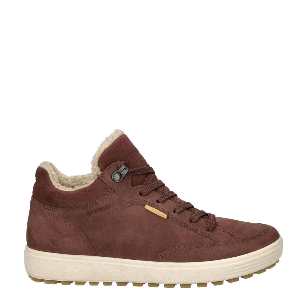 Bruine dames Ecco Soft 7 Tred gevoerde nubuck sneakers met veters en effen