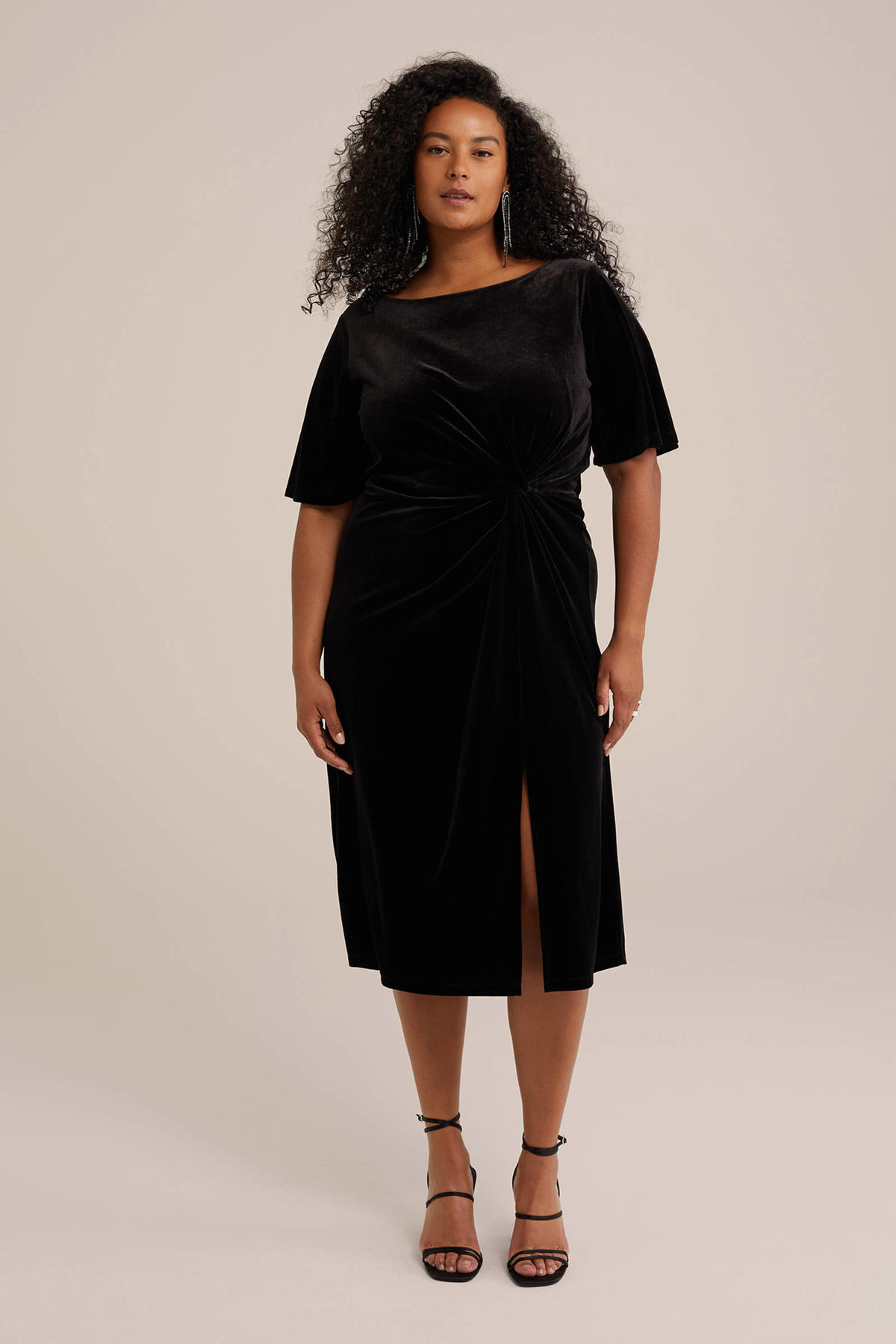 Velvet Zwart Simpel Jurkje Fluwelen Jurk Zwart